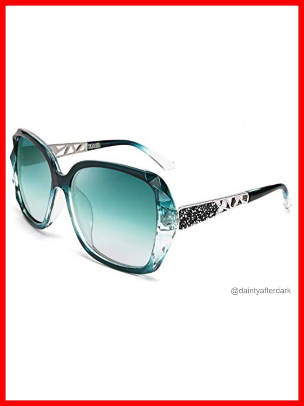 Polarized Square Oversized Sunglasses Sparkling Frame UV400